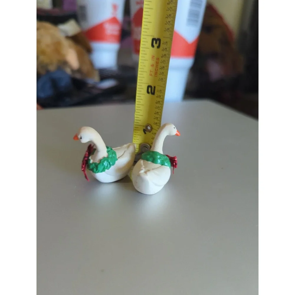 2 Vintage Hallmark Merry Miniature Goose with Christmas Wreath